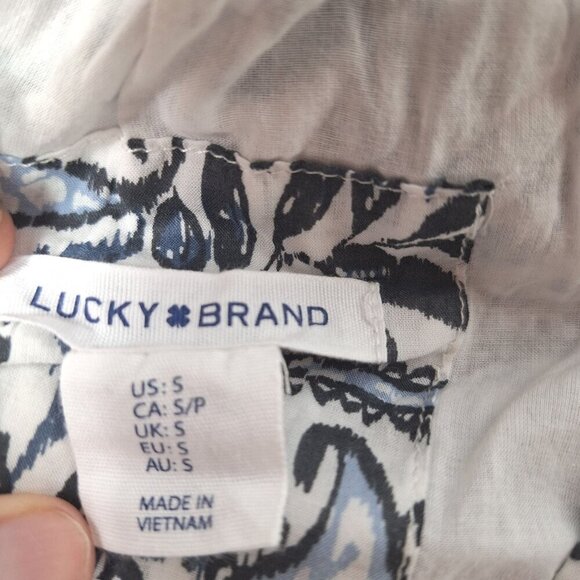 Lucky Brand Women's Paisley A Line Midi Dress Blue White Small - Picture 3 of 4